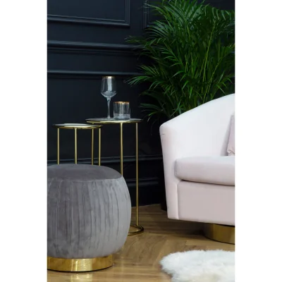 The Range Vita Amethyst Top Set Of 2 Nesting Tall Side Tables - Gold