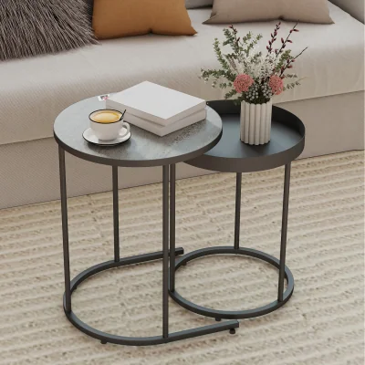 The Range HOMCOM Nesting Side Table Set of 2 - Grey