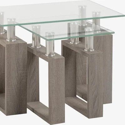 The Range Milan Nest of Tables - Charcoal Glass - Charcoal