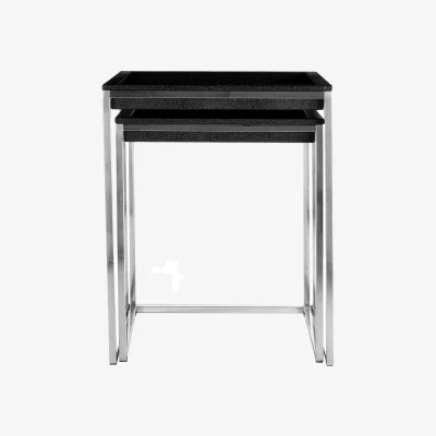The Range Pacific Nest Of 2 Faux Shark Skin Tables - Black, Silver