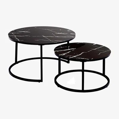 The Range Round Glass Nesting Table Set - Black