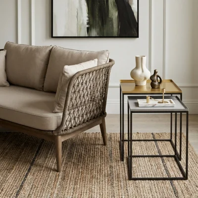 The Range Rabia Gold And Silver Nest Of 2 Tables - Gold