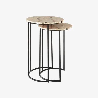 The Range Halle Set of Two Mother Of Pearl Nesting Side Tables - Neutral