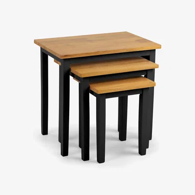 The Range Cleo Nest of Tables - Black and Oak / Limited assembly required / Painted