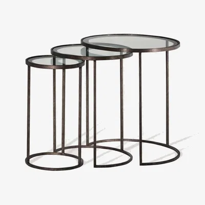 Tobias Oliver Porta Romana | Salvatore Nest of Tables | Burnt Silver