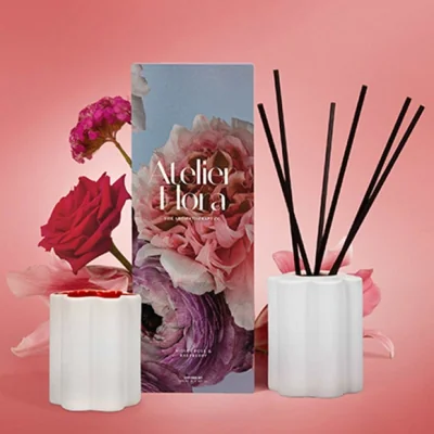 Dunelm Aromatherapy Co Atelier Flora Violet Rose and Raspberry Diffuser White