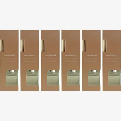 Dunelm Set of 9 Sandalwood 100ml Diffusers Clear