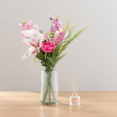 Dunelm Artificial Tiger Lily Floral Bouquet in Vase & Wild Rhubarb Diffuser Gift Set