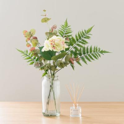 Dunelm Artificial Hydrangea & Eucalyptus Bouquet in Vase & Fresh Linen Diffuser Gift Set