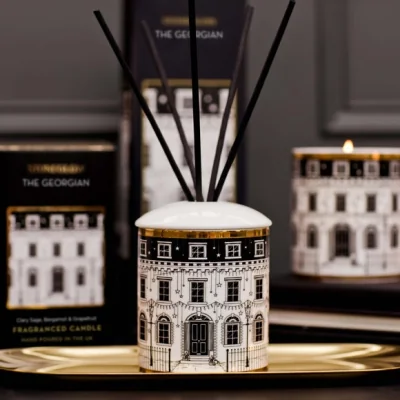 Dunelm Stoneglow Keepsake The Georgian Ceramic Diffuser Black and white