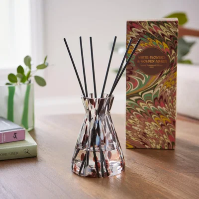 Dunelm White Flowers & Golden Amber Confetti Diffuser