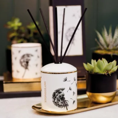 Dunelm Stoneglow Keepsake Make A Wish Ceramic Diffuser Black and white