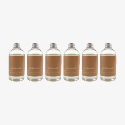 Dunelm Pack of 6 Sandalwood 250ml Diffuser Refills Clear