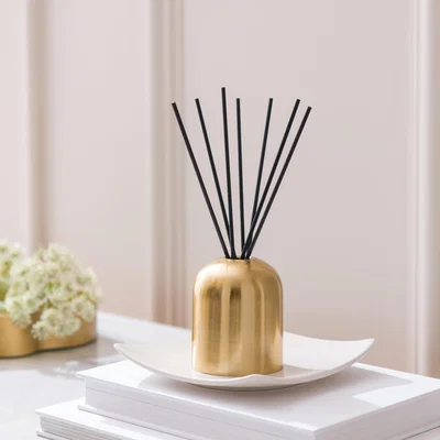 Dunelm Brushed Gold Floral Honey Diffuser