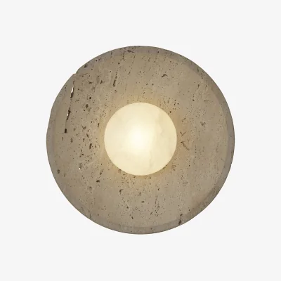 Industville Travertine & Alabaster Stone Diffuser Wall Light - 10 inch - Natural