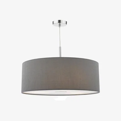 Knees dar lighting Ron1739 Ronda 60cm 3 Light Pendant Slate Grey With Diffuser