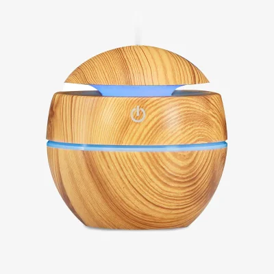 The Range Mini Humidifier 130ml USB Diffuser Mist Wooden Grain LED for Bedroom, Office - Brown