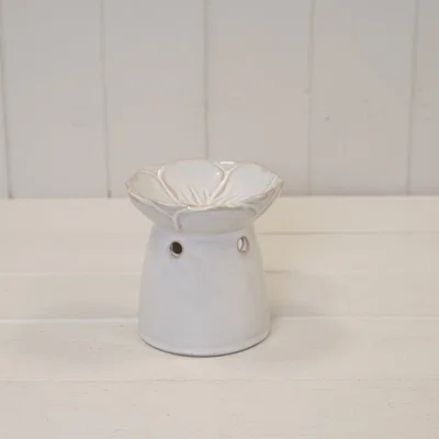 The Range White Natural Ceramic Oil Burner with Flower Design - Natural