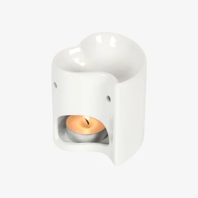 The Range White Heart Oil Burner for Melting Wax Warming Scented Oils
