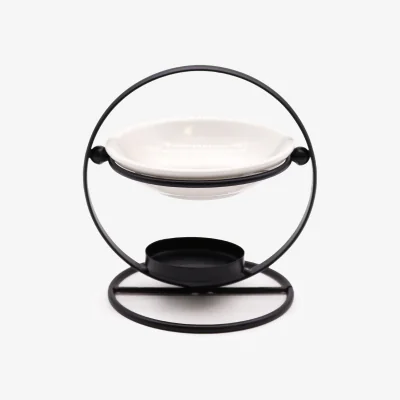 The Range Ceramic and Metal Round Stand Oil Burner - Black
