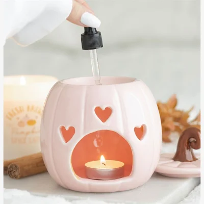 The Range Curly Pumpkin Oil Burner with Hearts - Pink