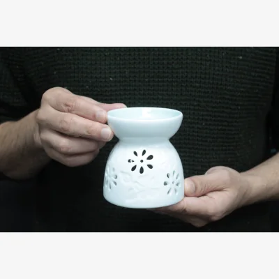 The Range Classic Oil Burner Floral with Well - White