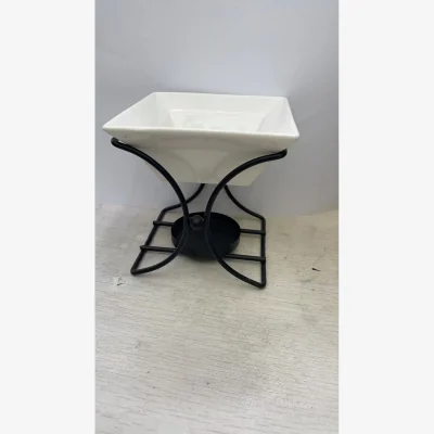 The Range Ceramic and Metal Square Stand Oil Burner - Black