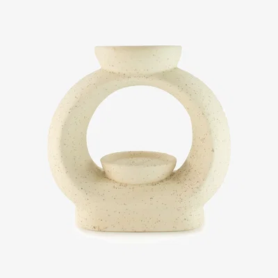 The Range Large Oval Pebble Zen Oil Burner Speckled Off White Ceramic - White