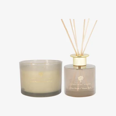 The Range Nicola Spring Scented Candle and Reed Diffuser Set - Green Pomelo & Passion Fruit