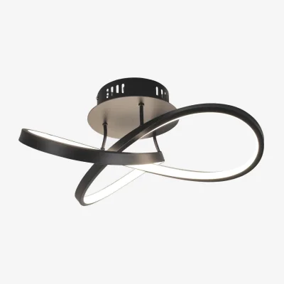 The Range Loop Flush Ceiling Light - Matt Black And White Plastic Diffuser