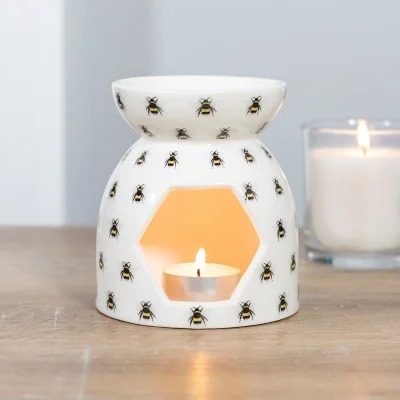 The Range Cheerful Bee Print Ceramic Oil Burner - White