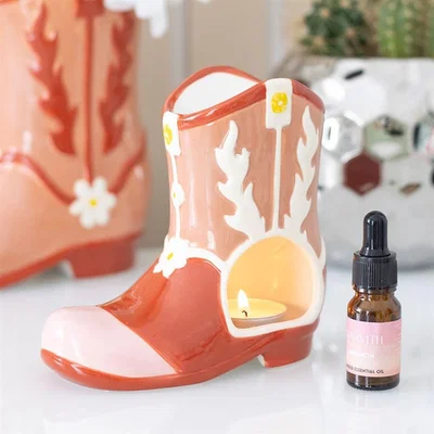 The Range Cowboy Boot Oil Burner And Wax Warmer - Maroon