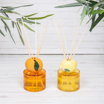 The Range Lemon Ceramic Glass Diffuser Boxed Oil & Reeds Set - Yellow