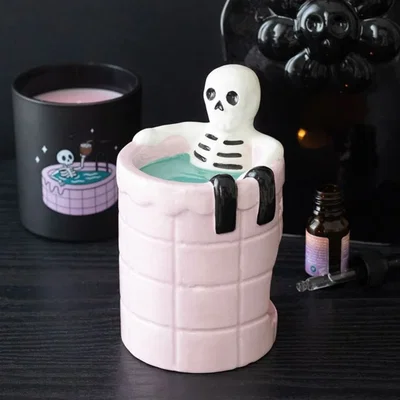 The Range Dead Cool Skeleton Oil Burner Pink Pool Tealight - Baby Pink