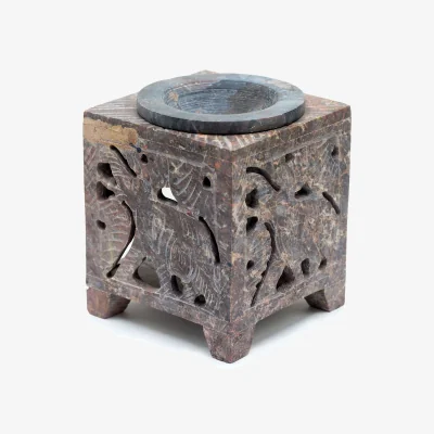 The Range Square Soapstone Oil Burner Elephant Chocolate - Chocolate