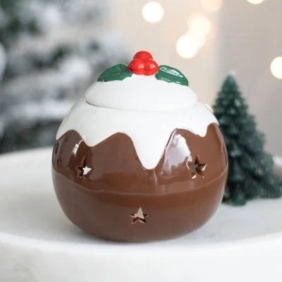 The Range Gloriously Good Christmas Pudding Oil Burner and Wax Warmer - Brown