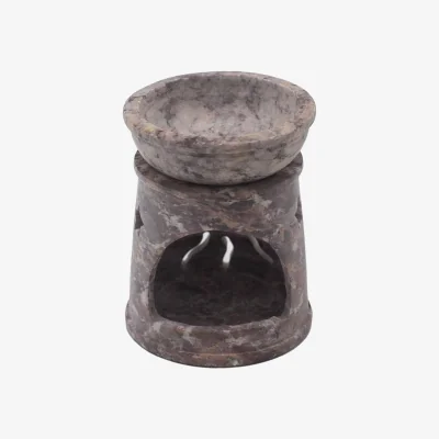 The Range Small Soapstone Oil Burner 8cm Sun  Stars - Grey