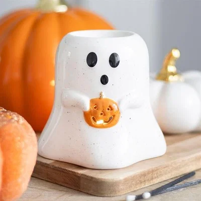 The Range Ghost Shaped Oil Burner Holding Pumpkin - White