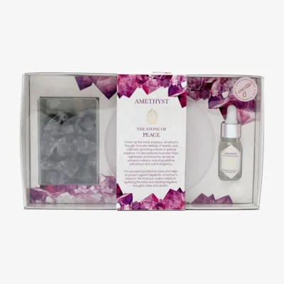 The Range Amethyst Crystal Oil Diffuser Tray, Home Decor Fragrance Accessory - Black