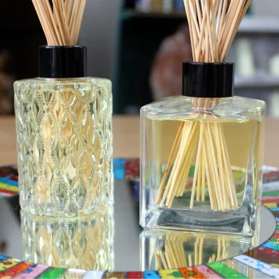 The Range Square Glass Reed Diffuser Bottle with Cap, Plastic Plug - Clear