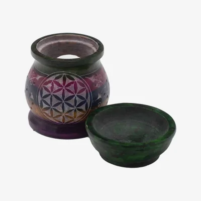 The Range Soapstone Oil Burner 10cm Flower of Life Five Colours MultiColor - Multicolor