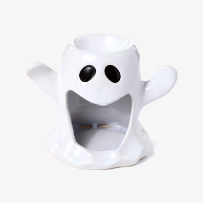 The Range Ceramic Shaped Oil and Wax Burner - Ghost - White