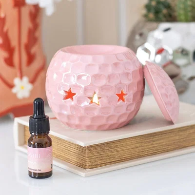 The Range Disco Oil Burner With Cut Out Stars - Pink