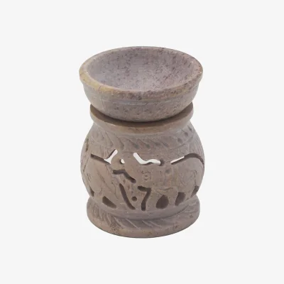 The Range Small Soapstone Oil Burner 8cm Elephant - Grey