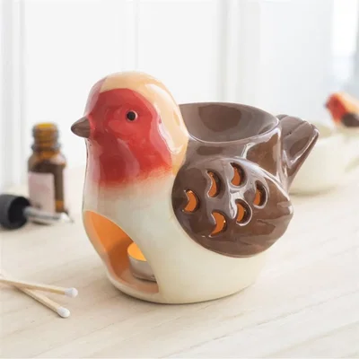 The Range Robin Ceramic Oil Burner and Wax Warmer with Red Breast - Multi