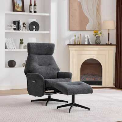 Dunelm Turiff Manual Recline Swivel Chair and Footstool