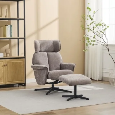 Dunelm Gretna Chenille Swivel Chair with Footstool