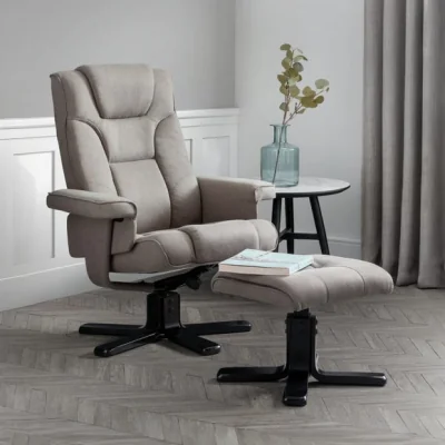Dunelm Malmo Faux Linen Swivel Recliner & Footstool