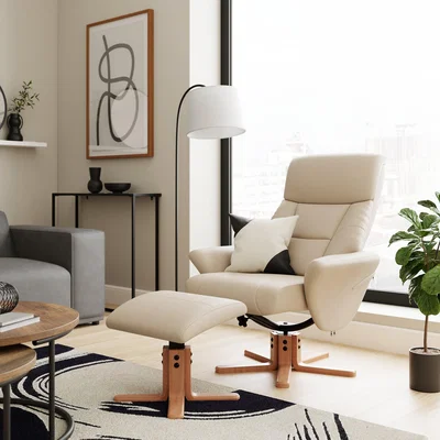 Dunelm Whitham Faux Leather Swivel Chair Natural