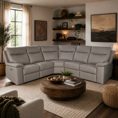 Dunelm Aspire Toronto Leather Power 5 Seater Recliner Corner Sofa